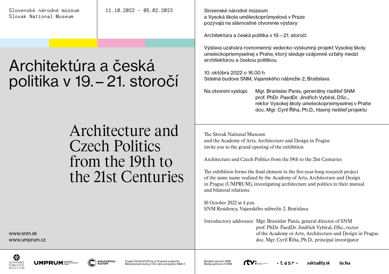 Architektura a česká politika v 19.–21. století se představí v Bratislavě