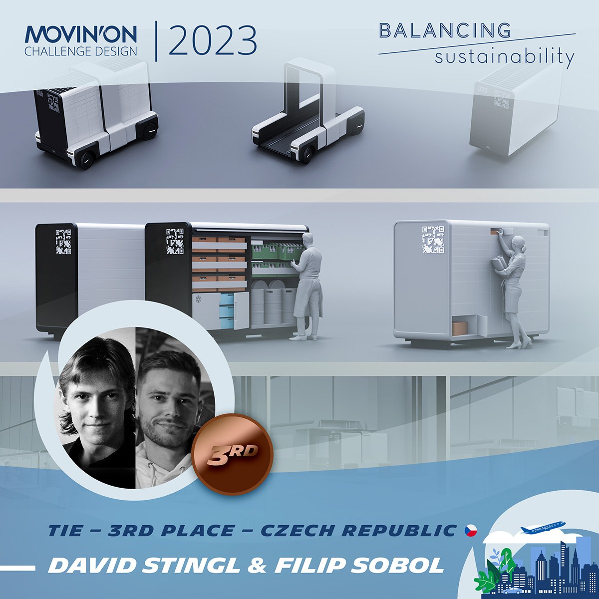 Obrovský úspěch studentů UMPRUM Filipa Sobola a Davida Stingla v mezinárodní soutěži Michelin Movin'On 2023
