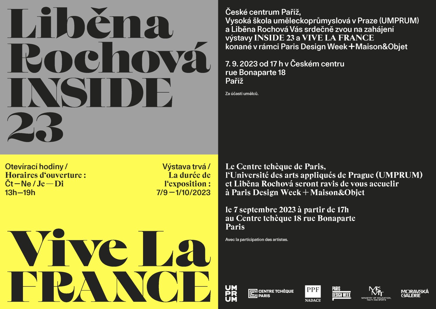 VIVE LA FRANCE a INSIDE 23 - Ateliér designu oděvu a obuvi UMPRUM a Liběna Rochová vystavují v Paříži