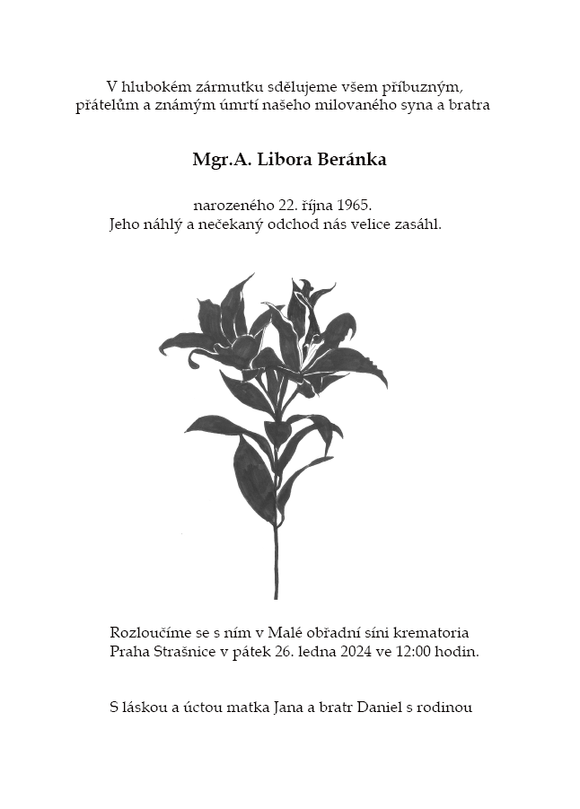 Zemřel absolvent a bývalý pedagog UMPRUM Libor Beránek