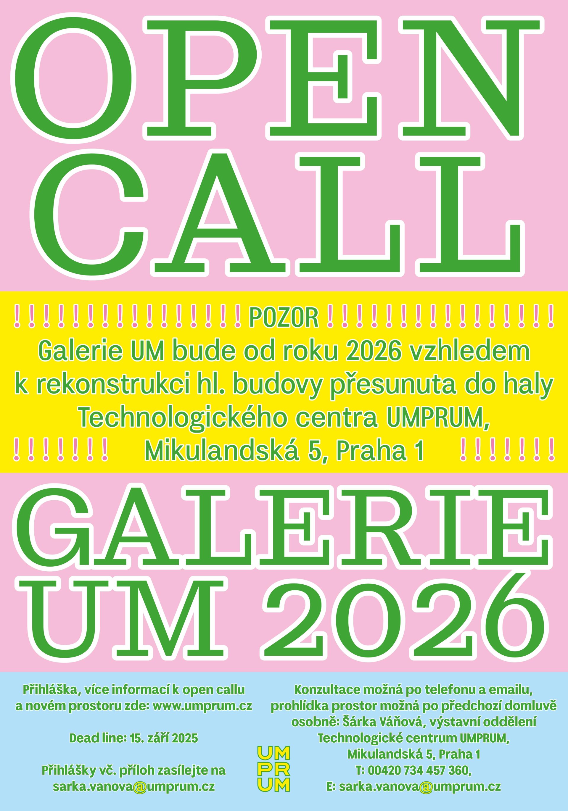Open call Galerie UM na rok 2026