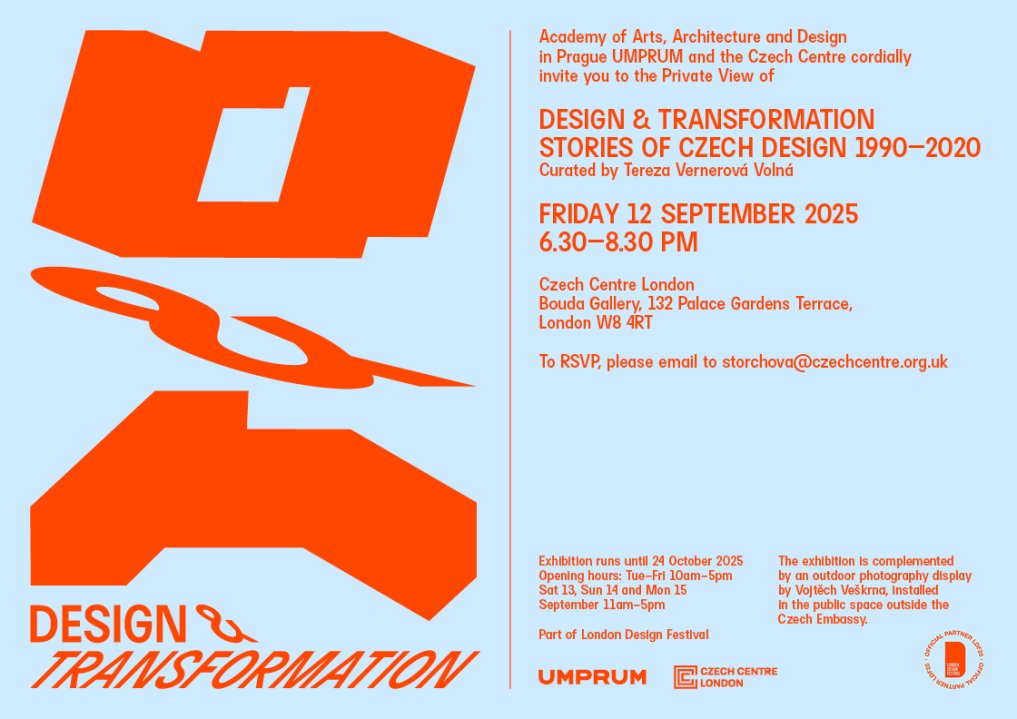 The London Design Festival will present the exhibition Design and Transformation: Stories of Czech Design 1990–2020.
