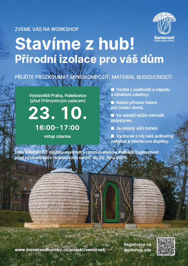 inspirativní workshop projektu SAMOROST – Stavíme z hub! Přírodní izolace pro váš dům.
