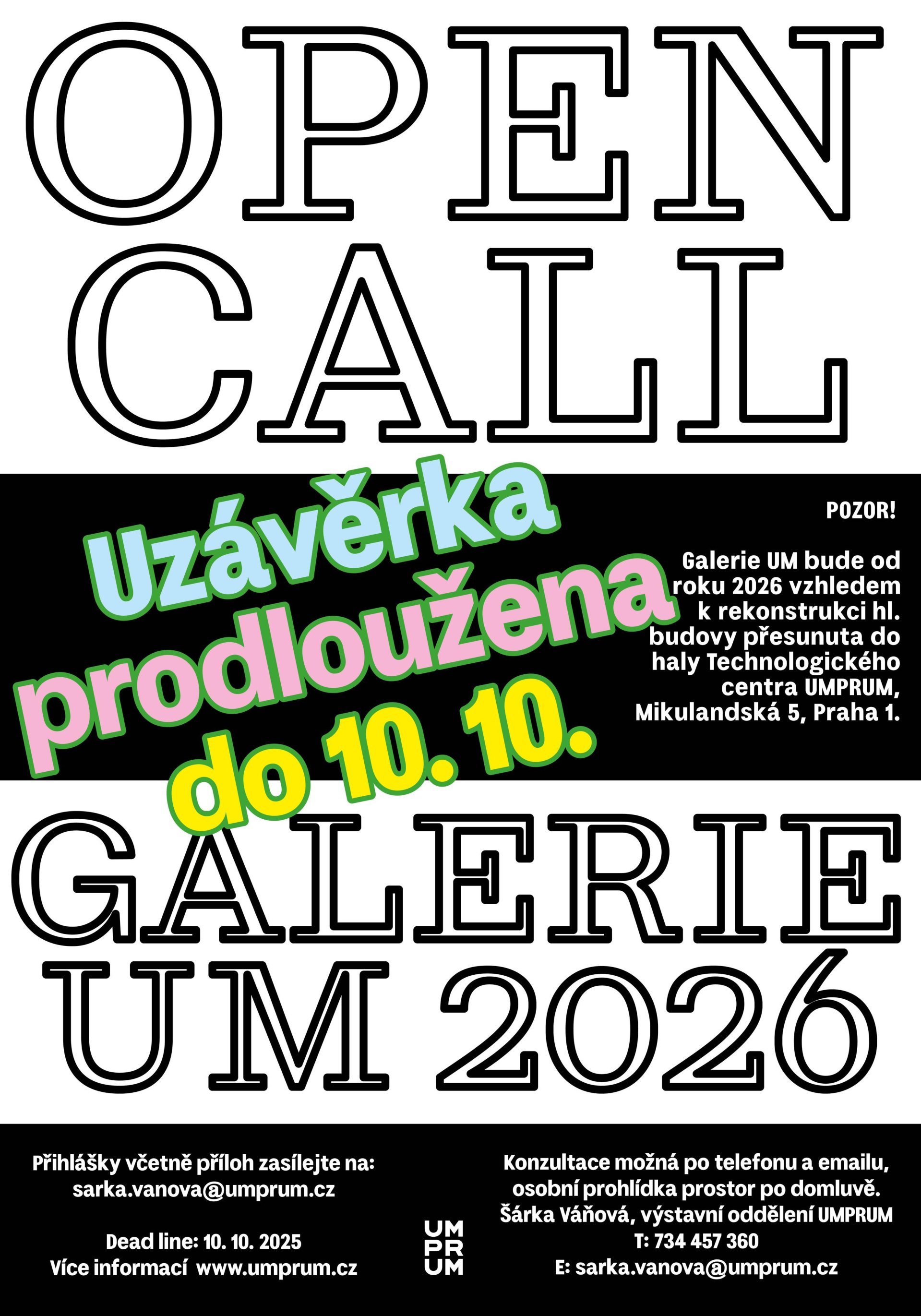 Open call Galerie UM na rok 2026 prodloužen do 10. 10.!